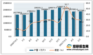 2021年5月我国锂离子电池产量187799.1万只 同比增长29.2%