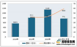 2021年上半年我国25家重点物业管理企业在管面积与营业收入情况