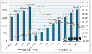 2021年1-9月全国及各省市电动手提式工具产量与同比增速统计情况